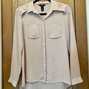 H&M Soft Pink/Beige Blouse with gold stud details